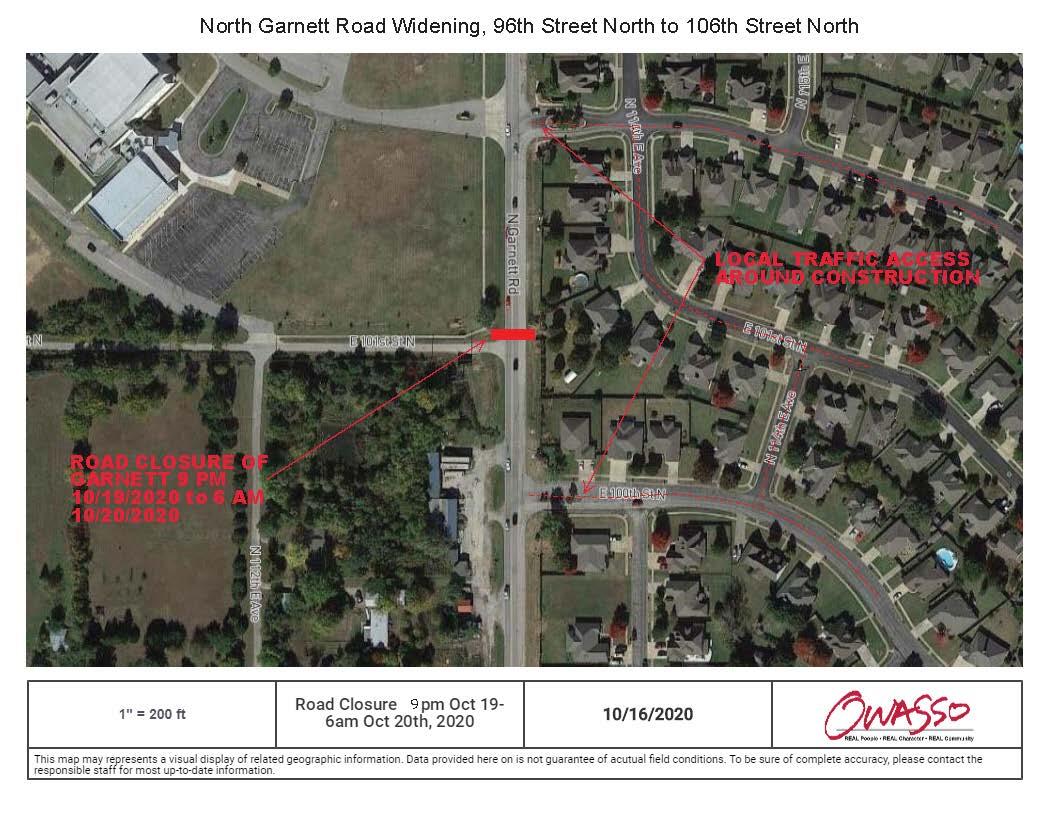 Road to Close Monday Night in Construction Zone